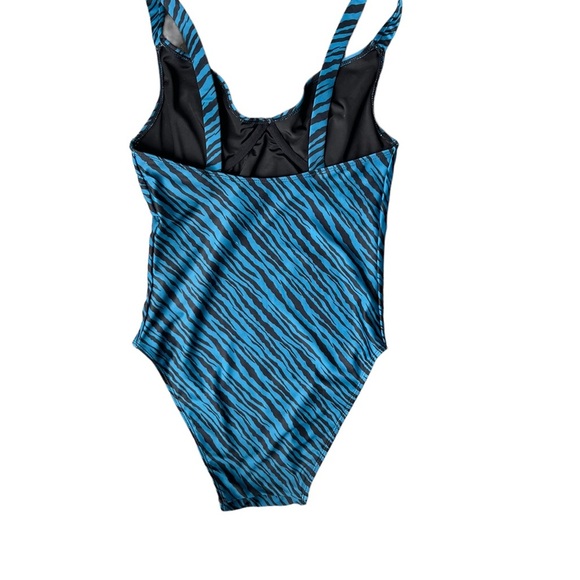 Faithfull The Brand Bettina One Piece Swimsuit Animal Print Blue/Black Size M - Picture 6 of 11
